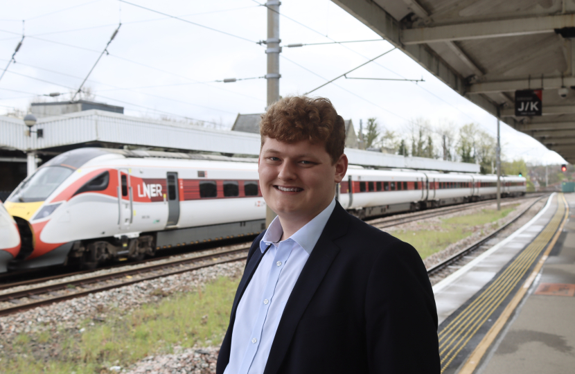 Luke at Durham train station